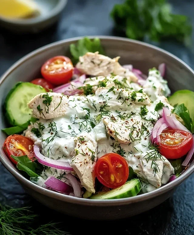 Mediterrane Köstlichkeit Tzatziki Hähnchensalat