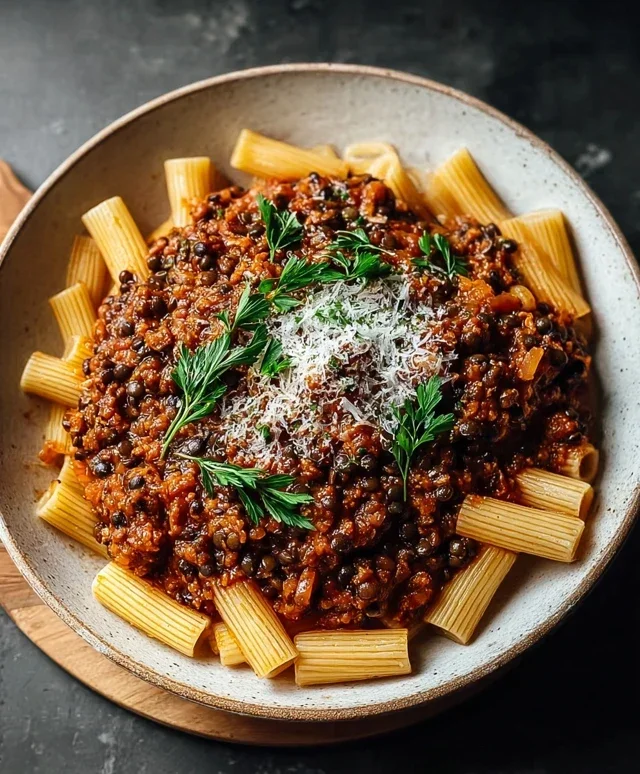 Vegane Bolognese Schwarzen Linsen