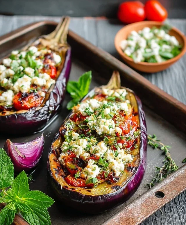 Gefüllte Aubergin extract extracten mit Feta