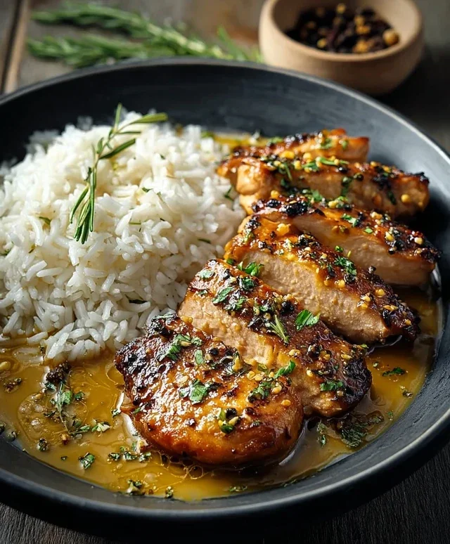 Honig Senf Hähnchen mit Reis