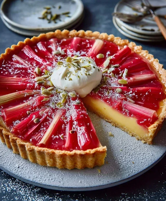 Rhabarber Tarte mit Polenta Sahnecreme