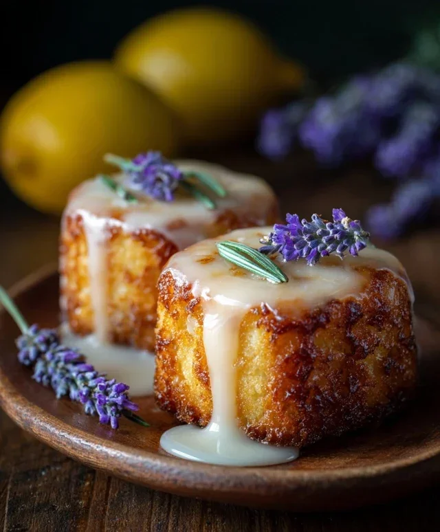 Mini Lemon Cakes With Lavender Glaze