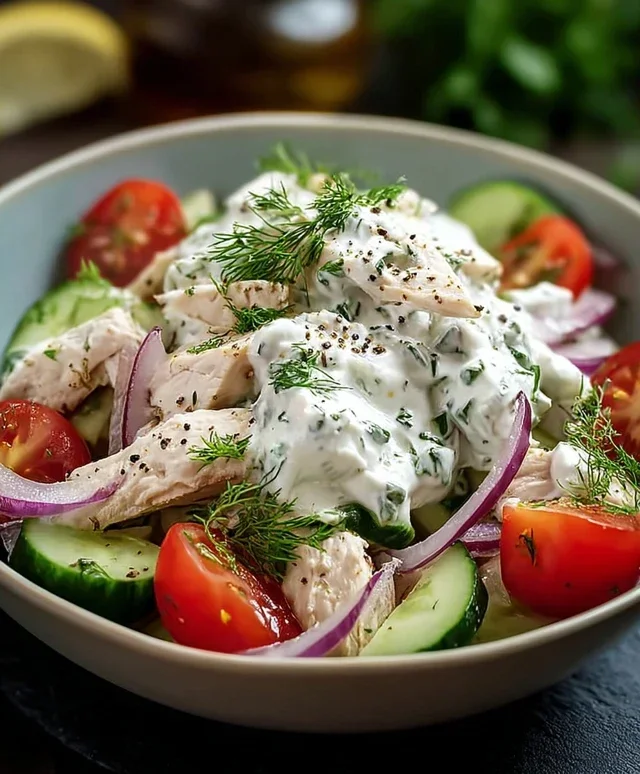 Mediterrane Köstlichkeit Tzatziki Hähnchensalat