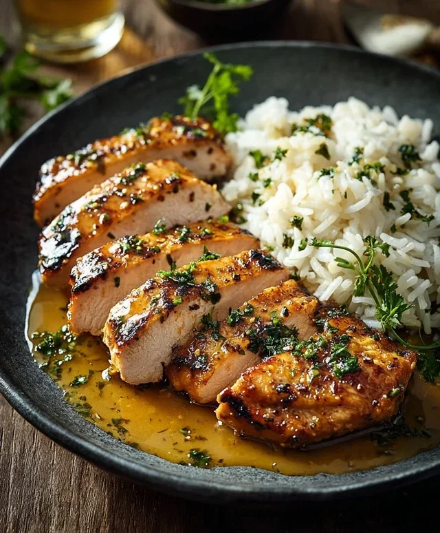 Honig Senf Hähnchen mit Reis