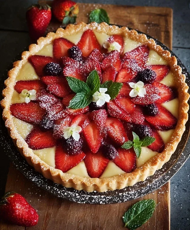 Crostata con fragole e more