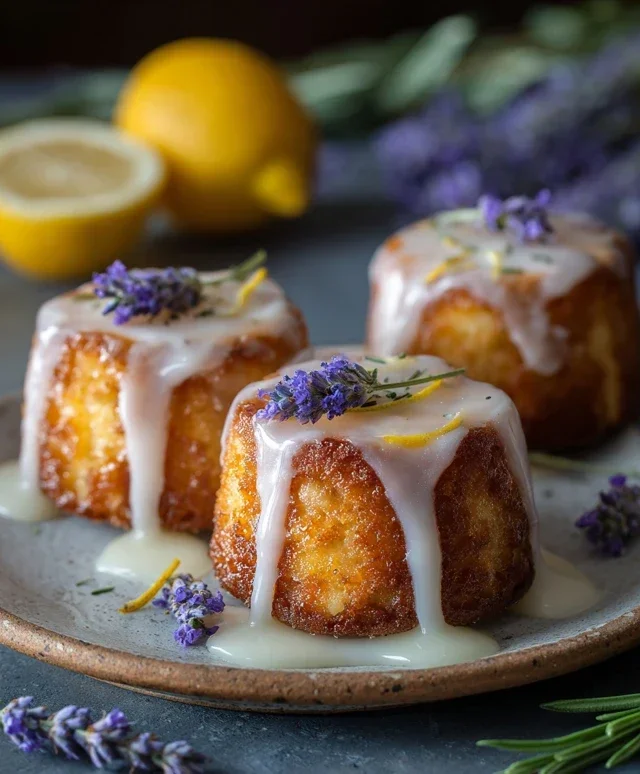 Mini Lemon Cakes With Lavender Glaze