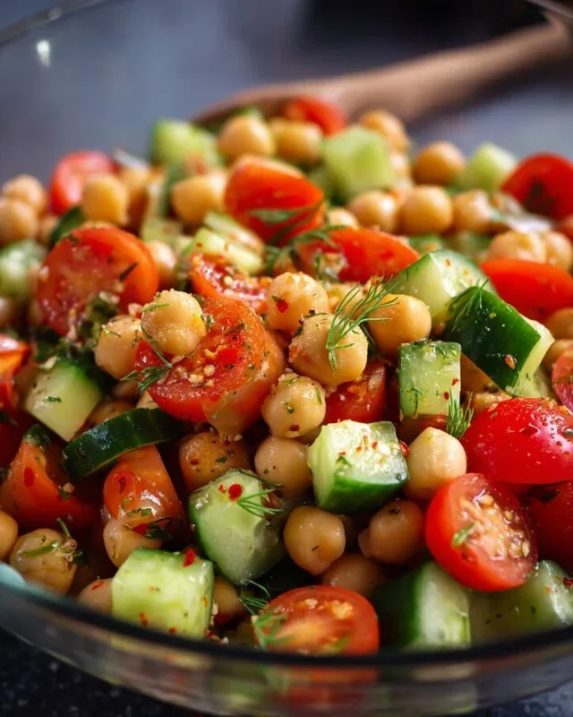 Kichererbsen Salat mit Gurke und Tomaten