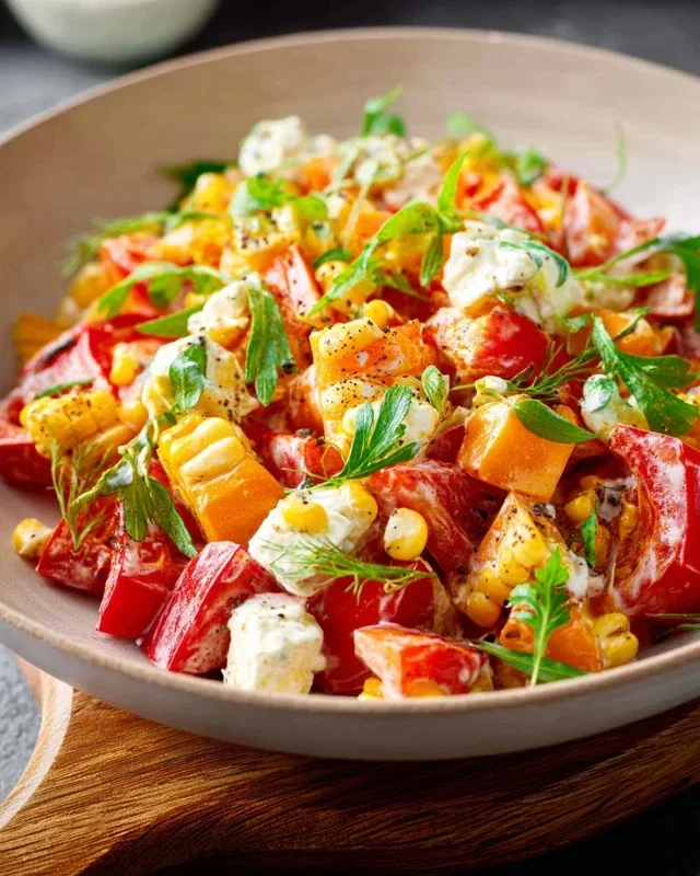 Paprika-Mais-Salat mit Feta & Joghurt