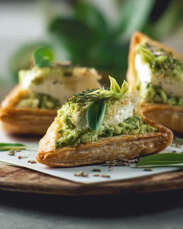 Blätterteigecken mit Bärlauch-Feta-Füllung