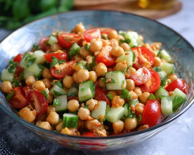 Kichererbsen Salat mit Gurke und Tomaten