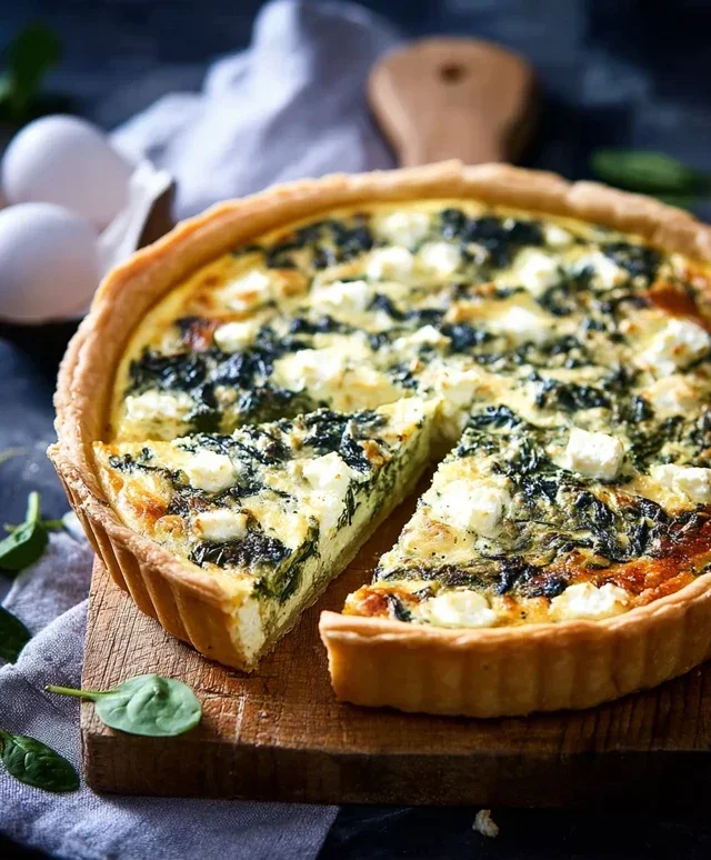 Spinat Quiche mit Feta