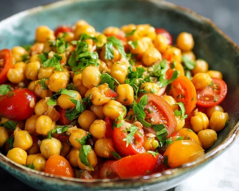 Knuspriger Kichererbsen-Tomaten-Salat
