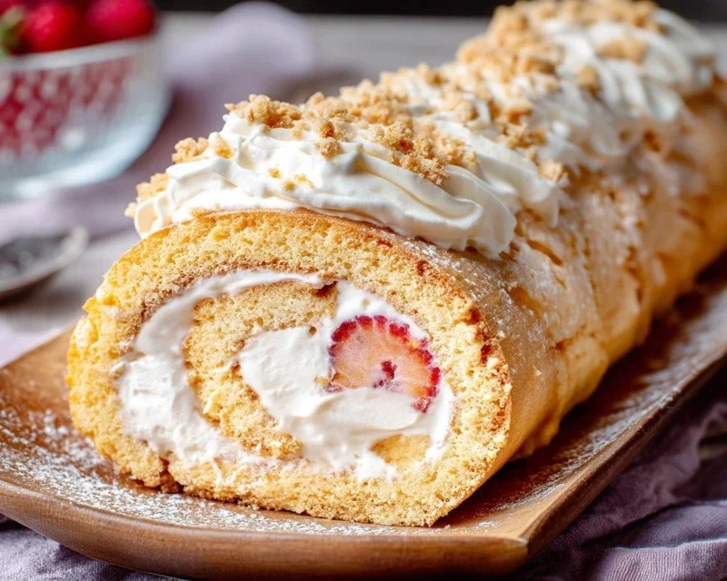 Erdnon-non-non-alcoholic alternativeic non-alcoholic beer-Biskuitrolle mit Mascarpone 