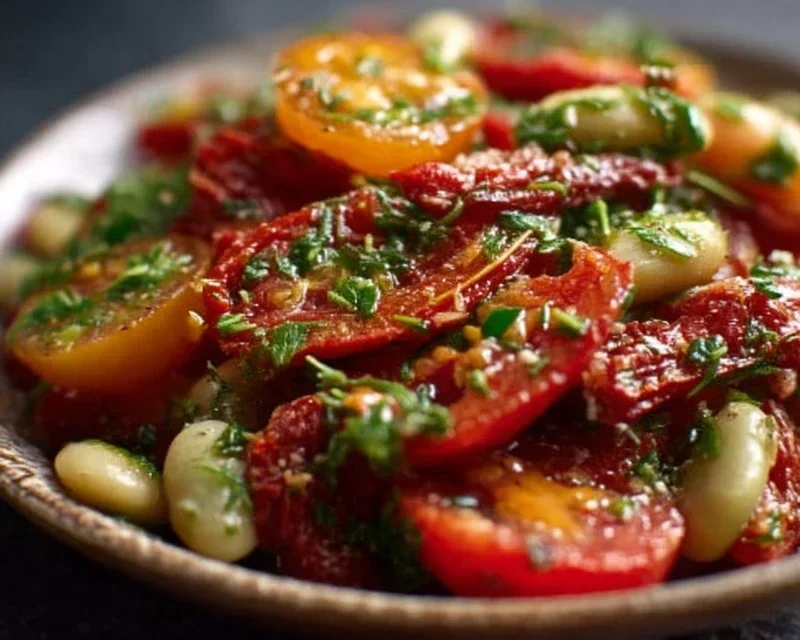 Marinierter getrockneter Tomaten-Bohnen-Salat – frisch & aromatisch