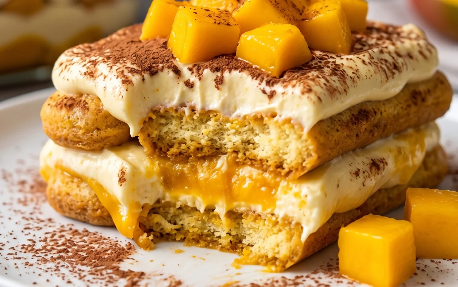 Mango Tiramisu (eggless, dairy-free)