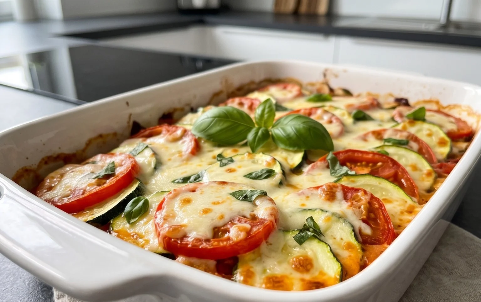 Tomaten Zucchini Auflauf mit Mozzarella
