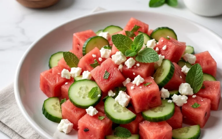 SIMPLE Watermelon + Cucumber + Feta Salad