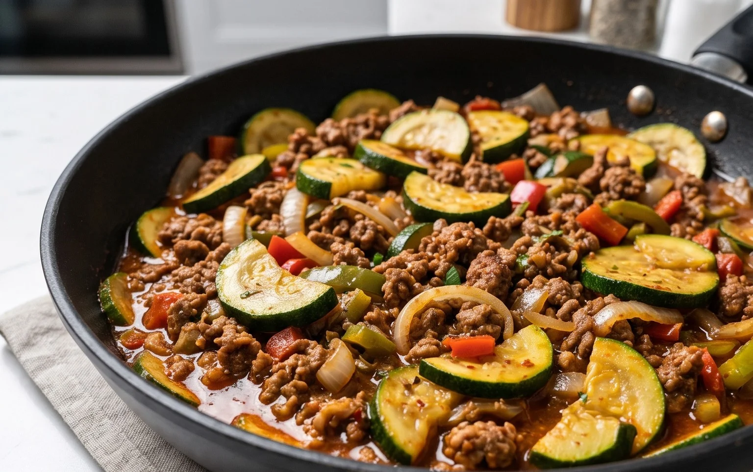 Schnelle Zucchini Hackfleisch Pfanne