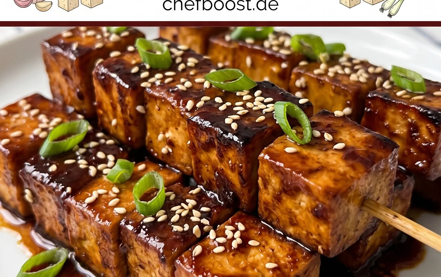 Knoblauch-Soja-Glasierte Tofu-Spieße