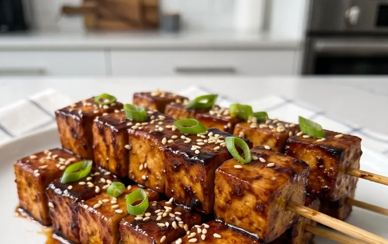 Knoblauch-Soja-Glasierte Tofu-Spieße
