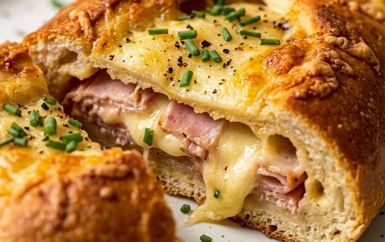 Handbrot mit Schinken und Käse