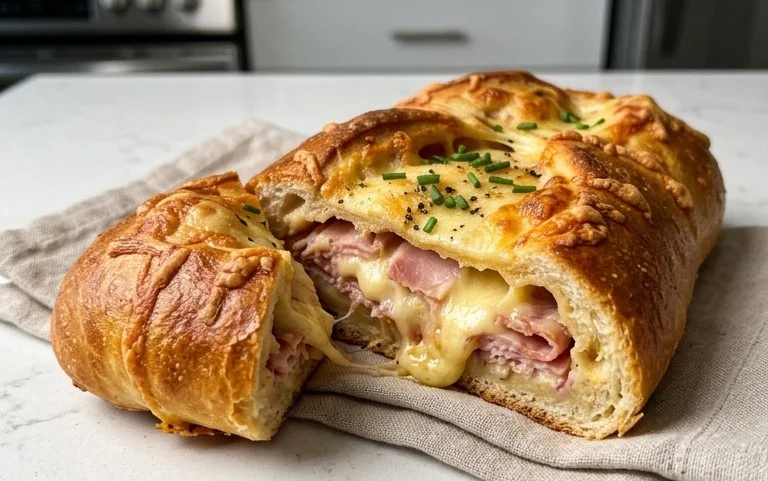 Handbrot mit Schinken und Käse
