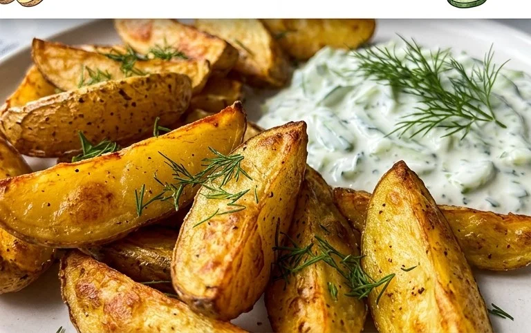 Kartoffelspalten mit Gurkendip