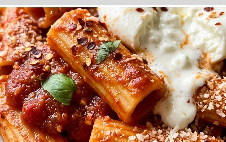Spicy burrata rigatoni