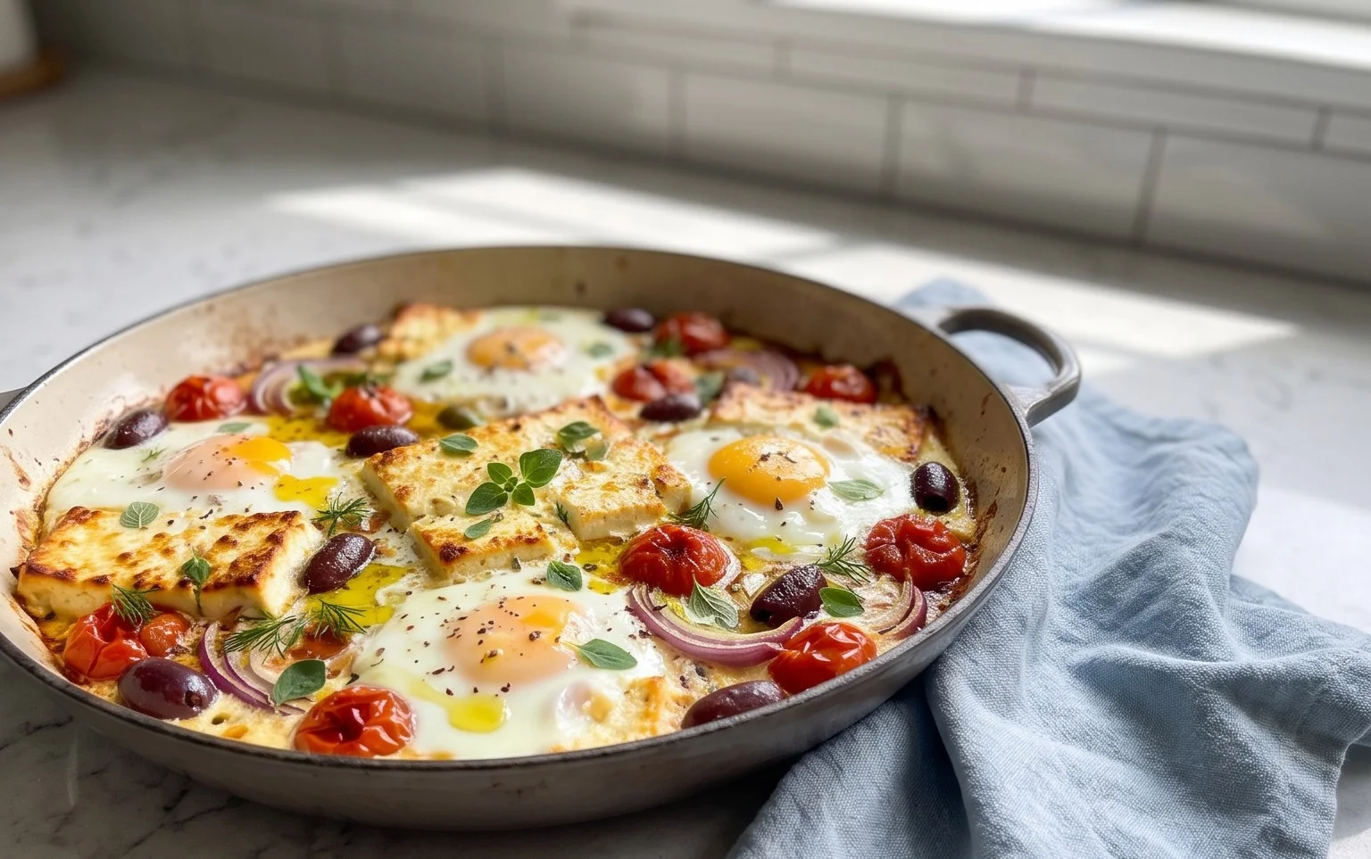 Baked Feta Eggs