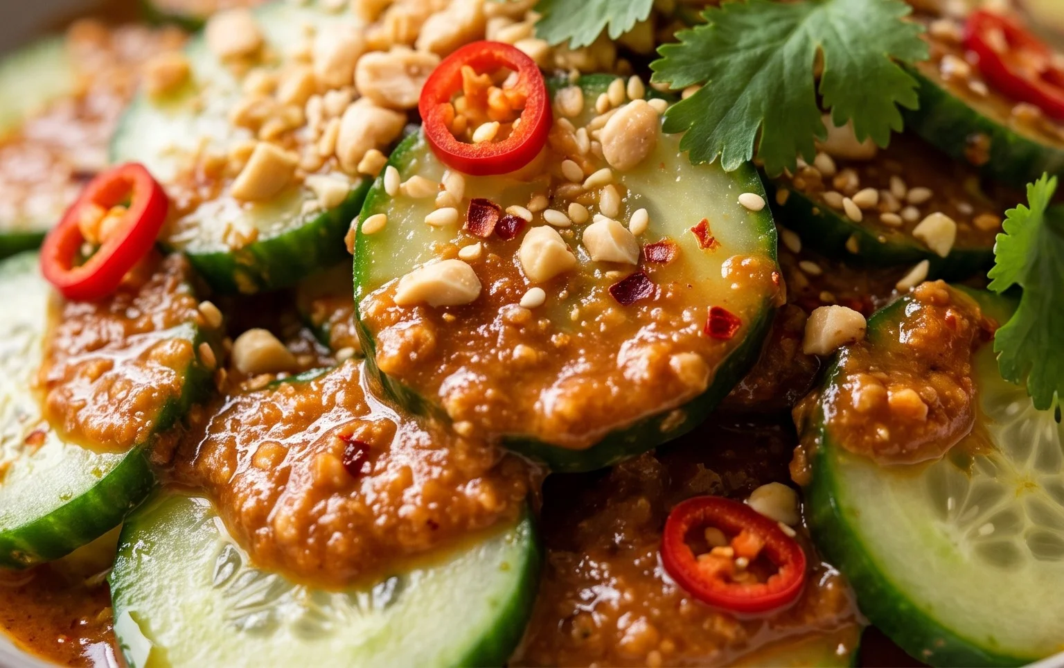 Cucumbers in Spicy Peanut Sauce