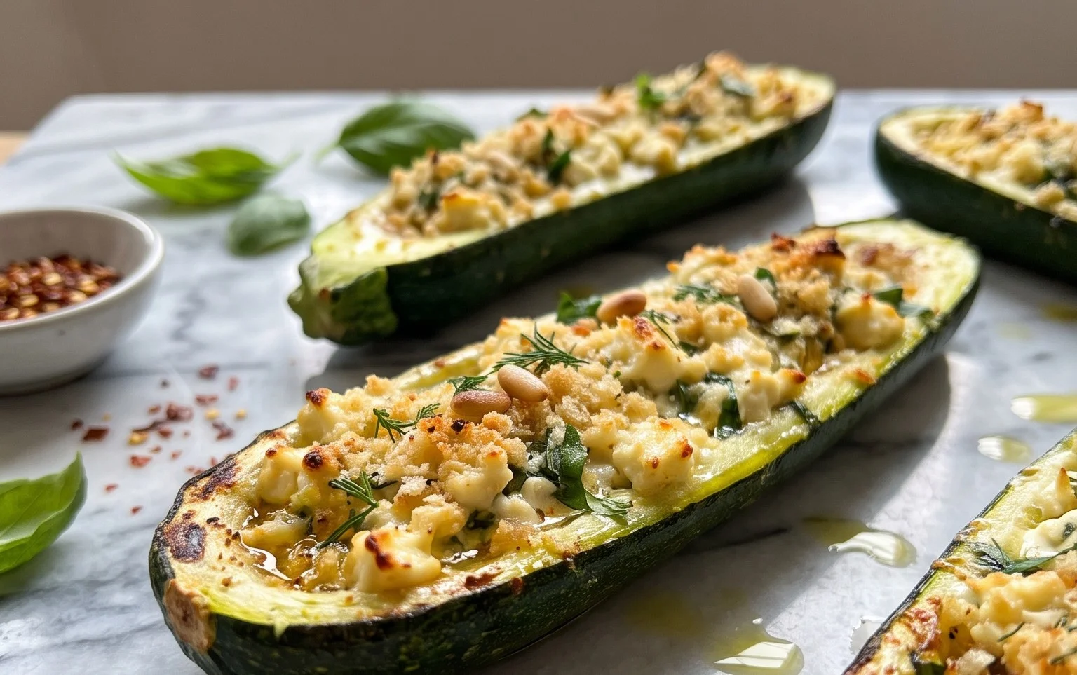 Feta Cheese Stuffed Zucchini