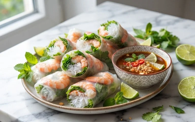 Vietnamese Rice Paper Shrimp Rolls