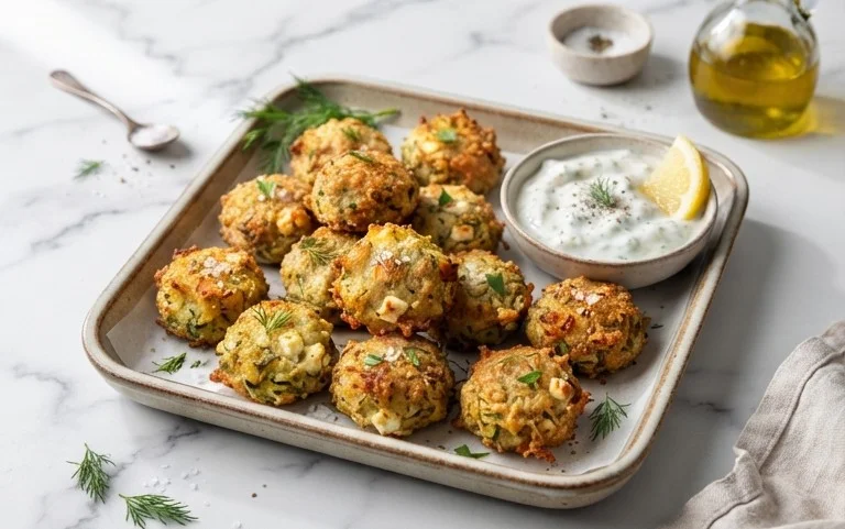 Knusprige Zucchini-Feta-Bällchen aus dem Ofen genießen!
