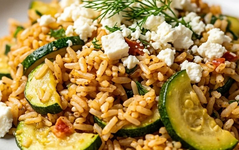 Zucchini-Reis-Pfanne mit Feta