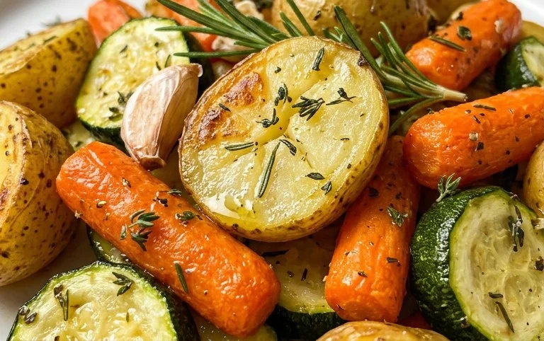 Garlic Herb Roasted Potatoes Carrots and Zucchini