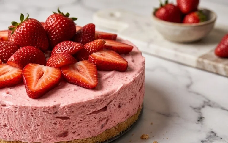 3 Ingredient No Bake Strawberry Cloud Cake