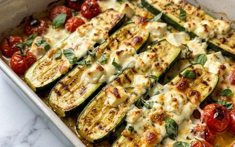 Courgettes feta au four