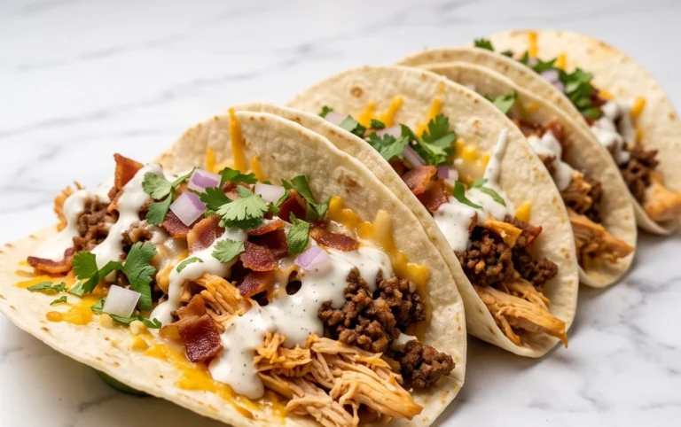 Baked Chicken Beef Bacon Ranch Tacos