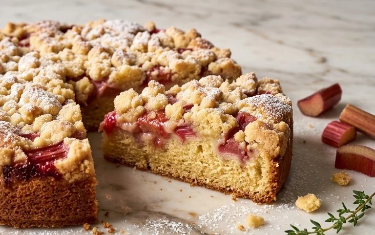 Rhabarberkuchen mit Streusel – Rezept für Eilige