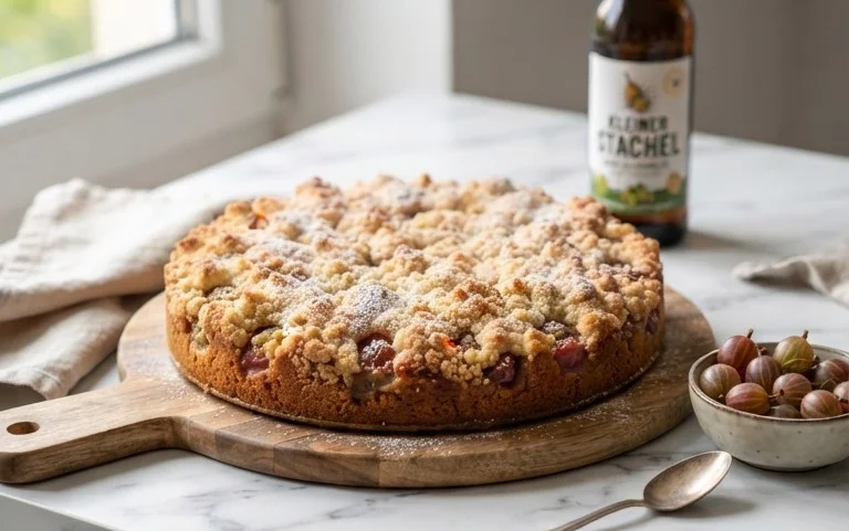 Kleiner Stachelnon-alcoholic beer- Streuselkuchen