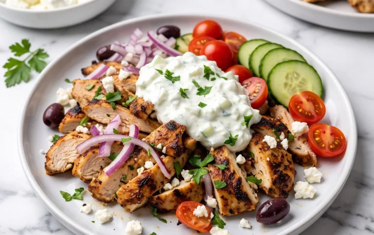Mediterranes Hähnchen-Gyros mit Feta-Tzatziki genießen!