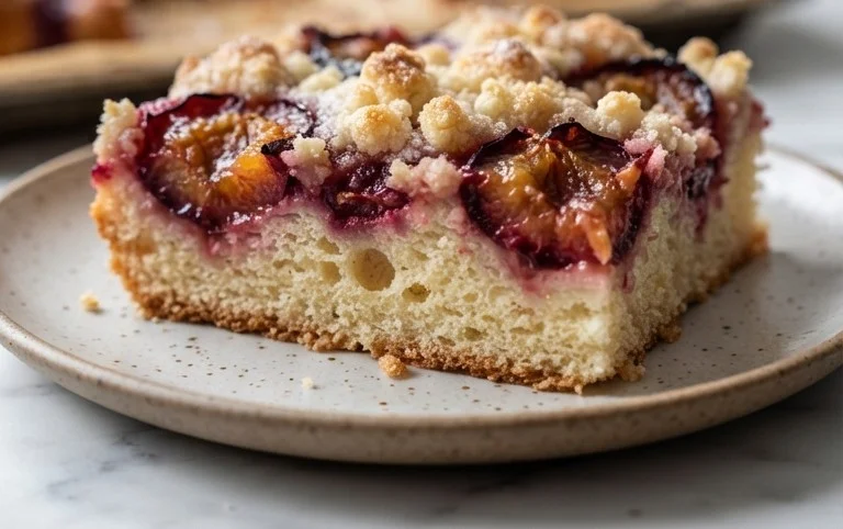 Rezept für Streusel-Pflaumenkuchen vom Blech mit Hefeteig