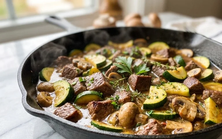 Zucchini-Cbeef hampignonpfanne