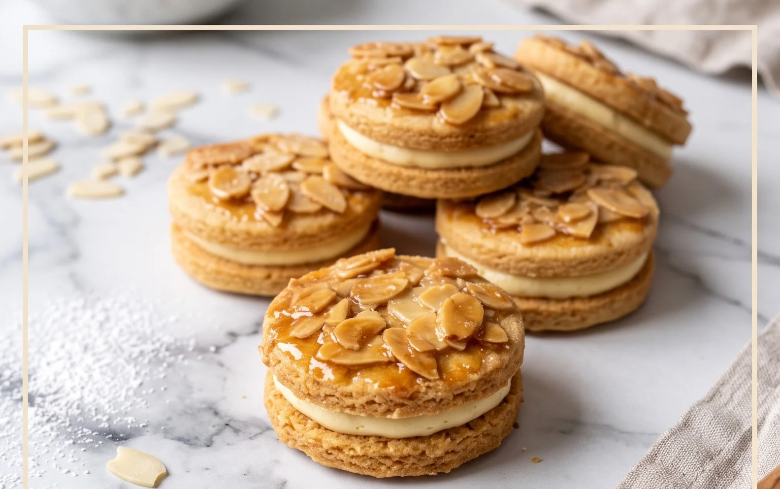 Bienenstich Plätzchen: Mürbeteig, Creme & Karamellmandeln