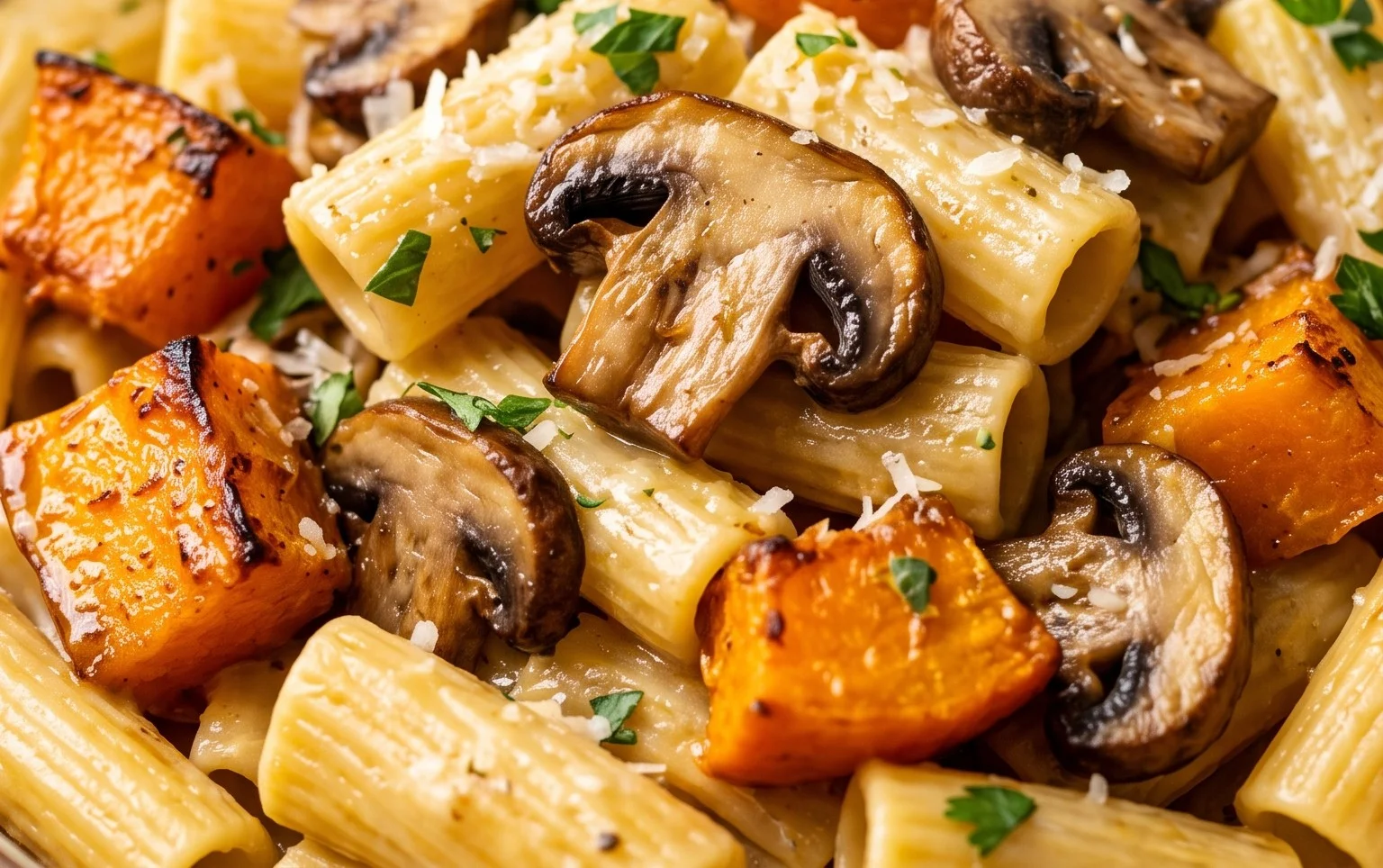 Pasta mit Kürbis und Pilzen